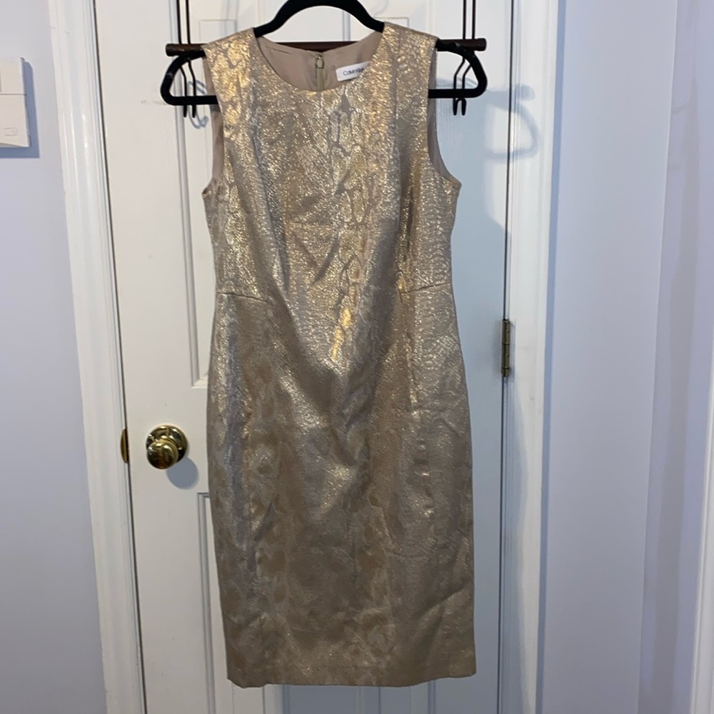 Calvin Klein Brocade Snake Print sheath , fully lined, sz. 2